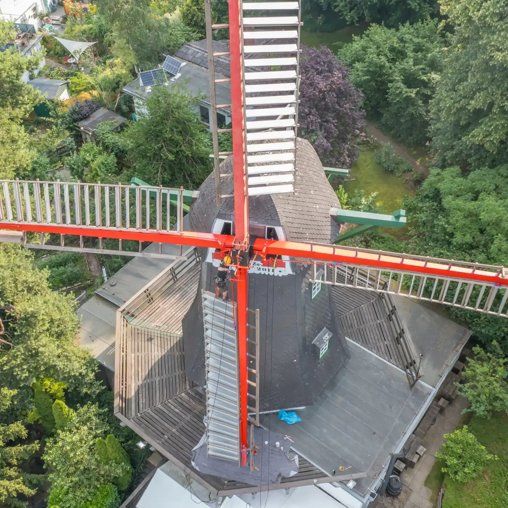 Bergedorfer Windmühle - ropeworx Industriekletterer